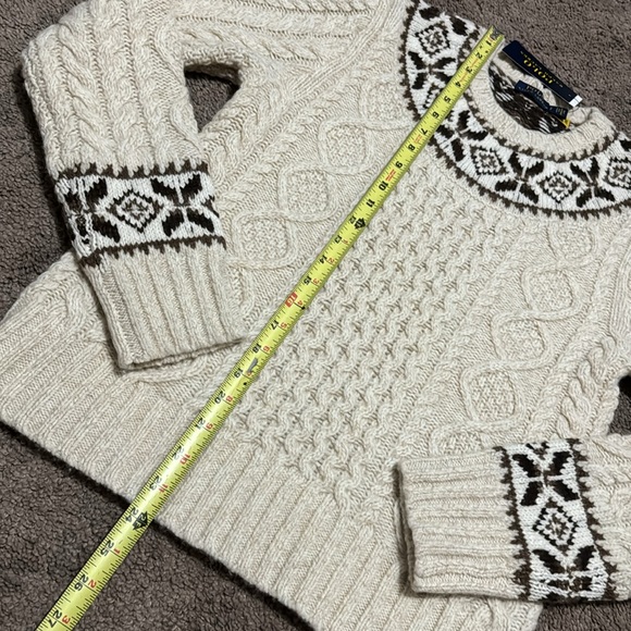 Gorgeous NWT RL Polo Wool Vintage Vibes Nordic Print Sweater-Sz S-Cream/Brown - Picture 10 of 16